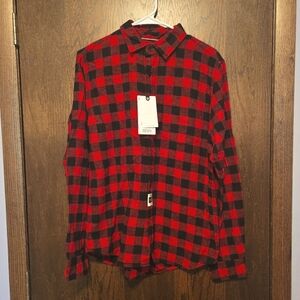 Denim & Flower Plaid Top